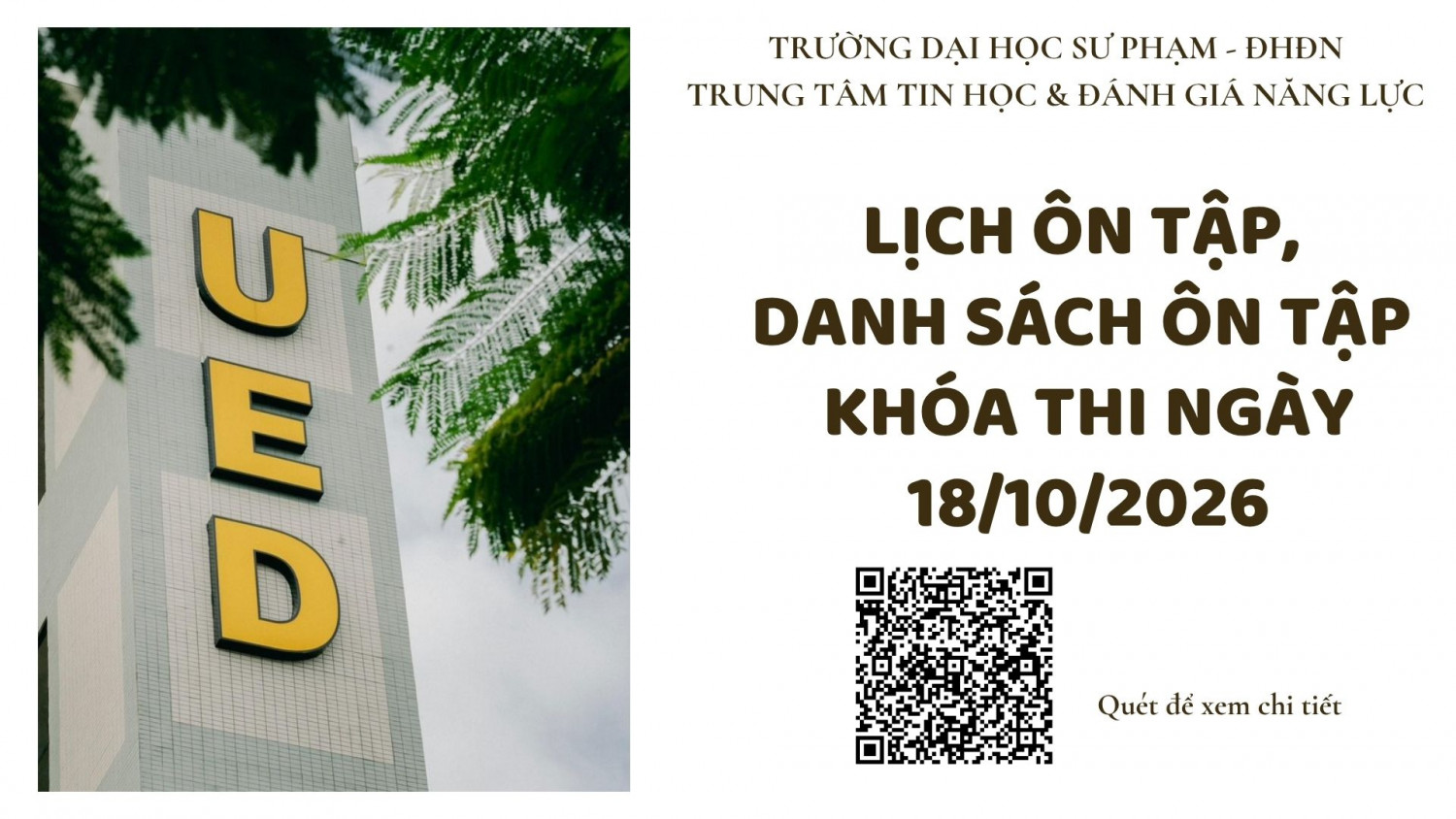 THÔNG BÁO LỊCH ÔN THI KỲ THI CẤP CHỨNG CHỈ UDCNTTCB KHOÁ THI NGÀY 18/10/2026